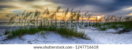 Panoramic view of Sun setting over Holmes Beach, Anna Maria Island,Manatee County,America