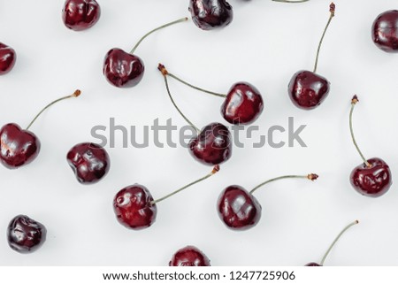  Cherries in white kitchen napkin 
White background Red Fresh. healthy food concept