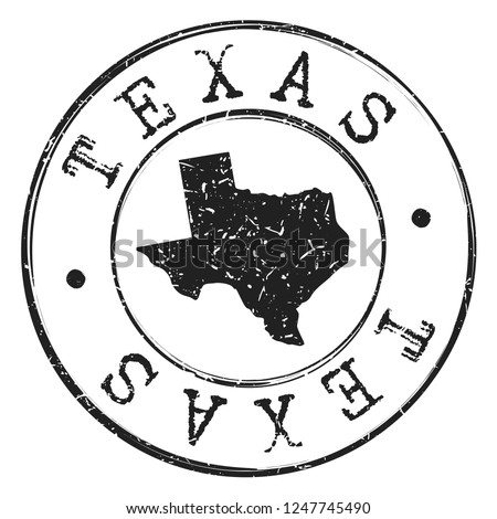 Texas Map Silhouette Postal Passport. Stamp Round Vector Icon Seal Badge Illustration.