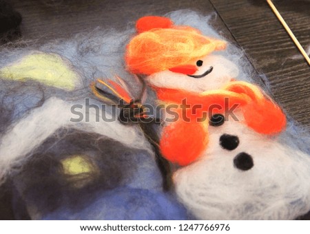 picture of wool snowman unfinished
