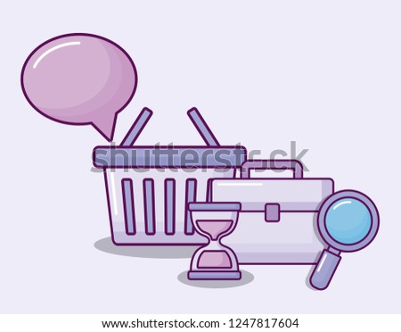 shopping basket with set icons economy