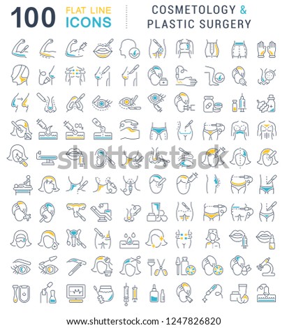 Set of vector line icons of cosmetology and plastic surgery for modern concepts, web and apps.  Royalty-Free Stock Photo #1247826820