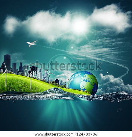 Abstract ecosystem backgrounds under the blue skies for your design