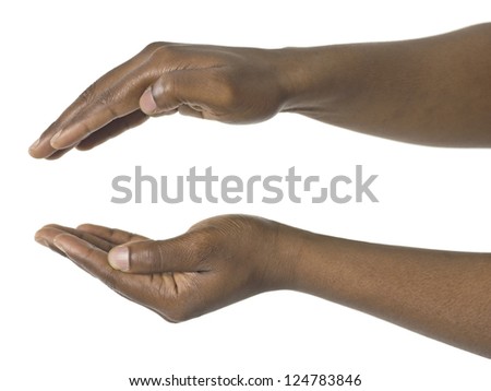 Cupped hands as if holding something invisible