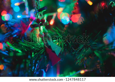 Christmas decorations on Christmas tree