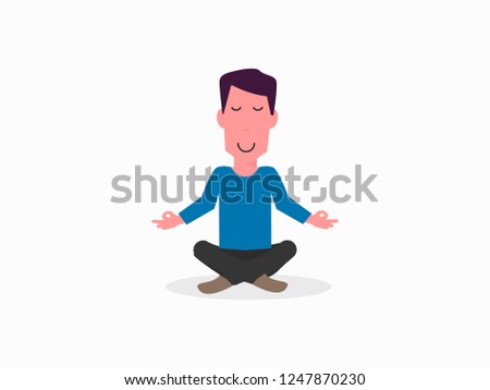 yoga man in front of white background isolated flat design