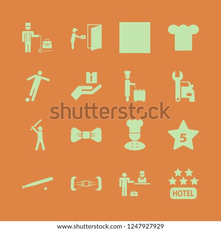 uniform icon. uniform vector icons set hand parcel, baseball player, chef cap and chef ladle
