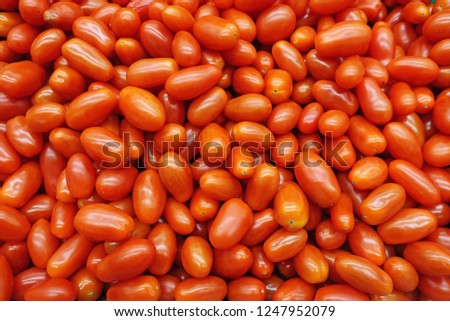 many fruits of red plum tomatoes on the market                