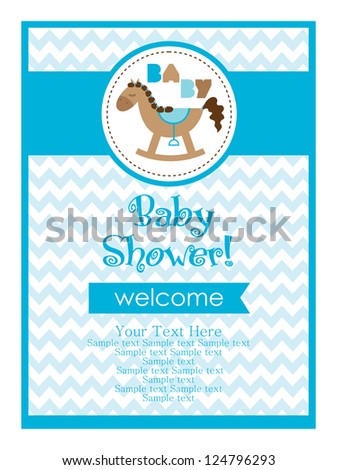 baby shower design, cute toy horse. vector illustration