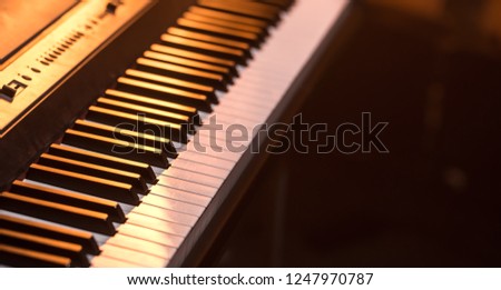 piano keys close-up, on a beautiful colored background, the concept of musical instruments
