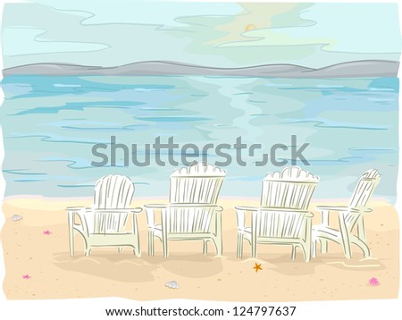 Illustration of Beach Chairs on Seaside