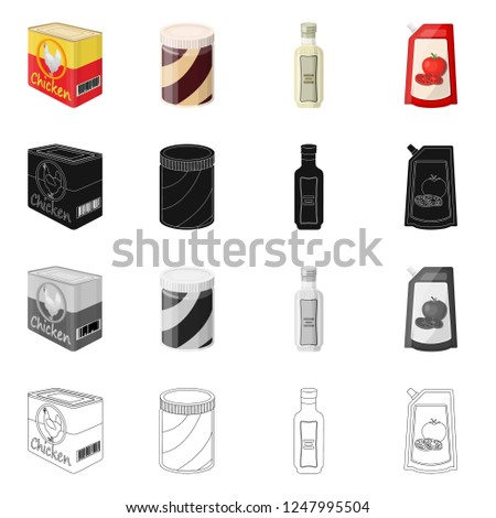Isolated object of can and food icon. Collection of can and package stock vector illustration.