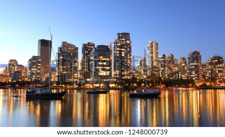 A Sunset scene of the Vancouver, Canada cityscape