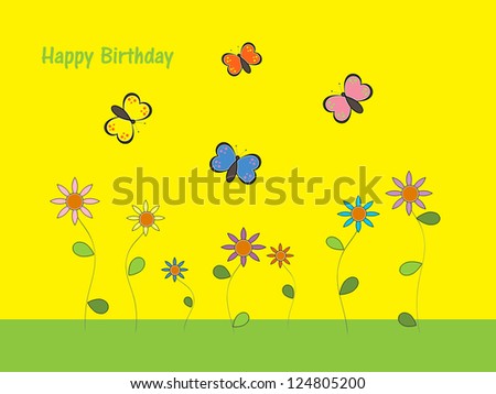 Butterflies and Flowers - Happy Birthday