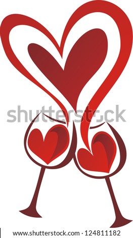 Wine valentines day heart vector illustration