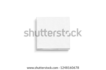 Blank white square folded napkin mock up, isolated. Empty tissue doily mockup. Tableware for cafe or restaurant branding. Soft accessory towel template. Royalty-Free Stock Photo #1248160678