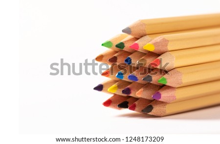 Texture of pencils isolated on white background.