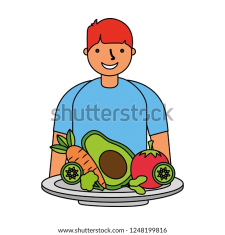 man with healthy food vegetables