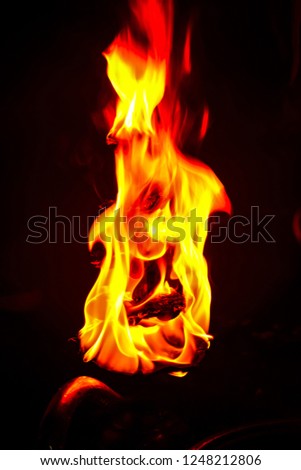 flame of a fire at Haridwar India