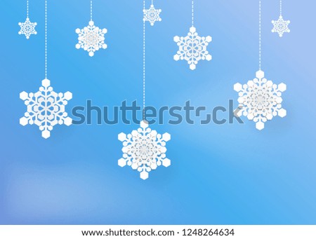 merry christmas and winter season with cut snow paper