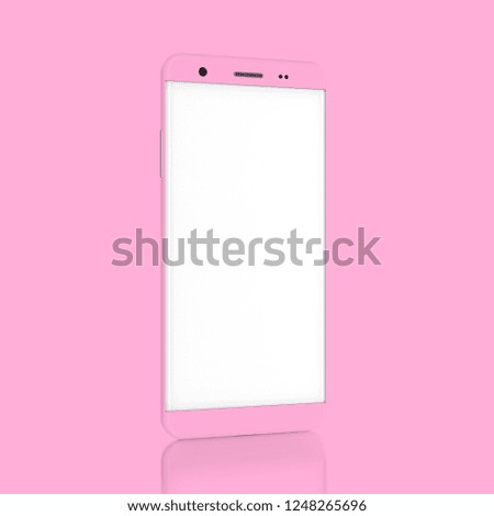 Smartphone Mockup pink pastel color with clipping path. minimal concept, 3D Render.