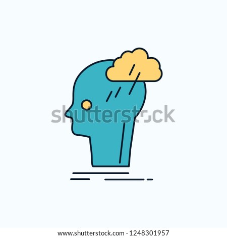 Brainstorm, creative, head, idea, thinking Flat Icon. green and Yellow sign and symbols for website and Mobile appliation. vector illustration
