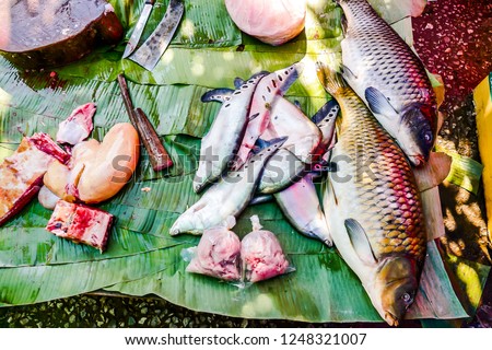 fresh fish on market, digital photo picture as a background