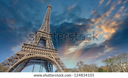Beautiful view of Eiffel Tower in Paris.