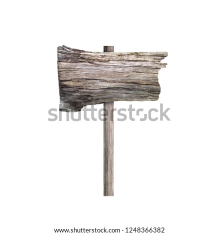 Wood sign isolated on white background.