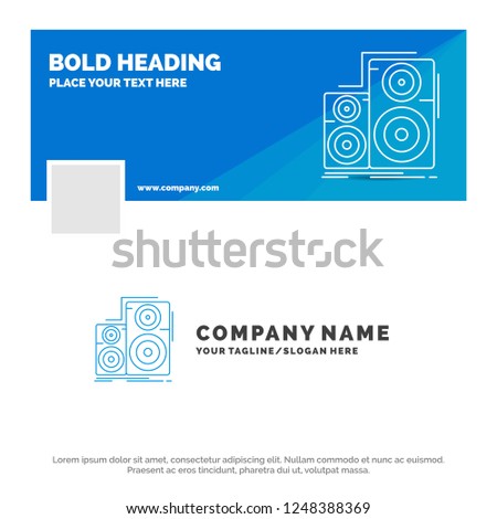 Blue Business Logo Template for Audio, hifi, monitor, speaker, studio. Facebook Timeline Banner Design. vector web banner background illustration
