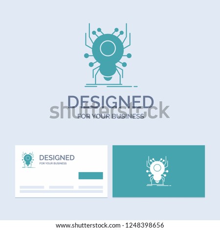 Bug, insect, spider, virus, App Business Logo Glyph Icon Symbol for your business. Turquoise Business Cards with Brand logo template.