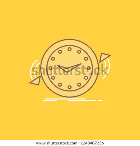 Backup, clock, clockwise, counter, time Flat Line Filled Icon. Beautiful Logo button over yellow background for UI and UX, website or mobile application