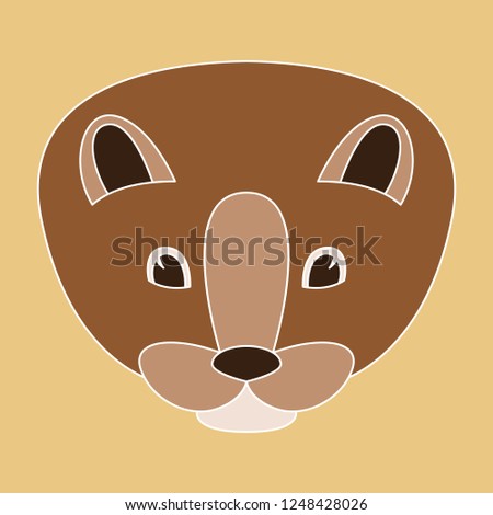 cartoon mink face vector illustration, flat style, front view