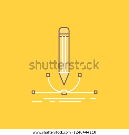 illustration, design, pen, graphic, draw Flat Line Filled Icon. Beautiful Logo button over yellow background for UI and UX, website or mobile application