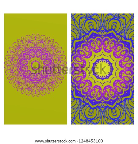 Floral Banners. Ethnic Mandala Ornament. Vector Illustration. For Greeting Card, Coloring Book, Invitation Print.