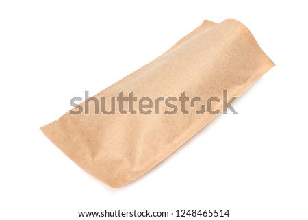 kraft paper bag isolated on white background