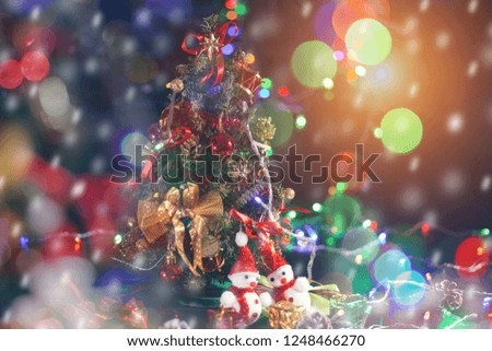 Christmas decoration on abstract background. Christmas snow scene.