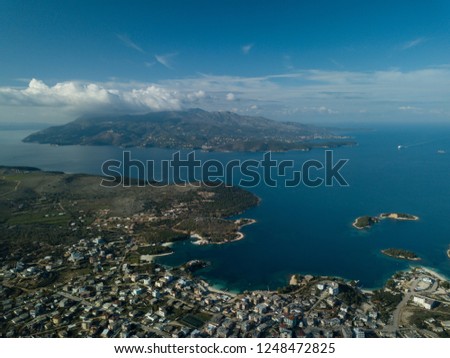Ksamil Albania with the view of Corfu Greece island in the background