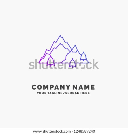 mountain, landscape, hill, nature, tree Purple Business Logo Template. Place for Tagline