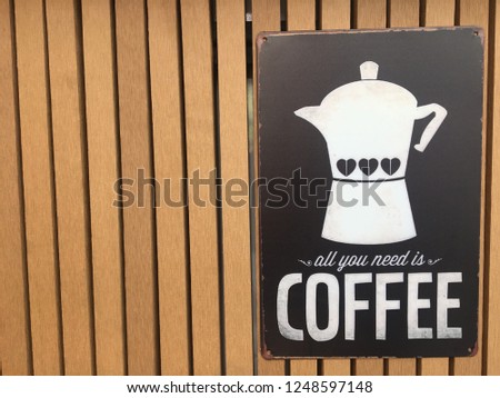 Coffee cup label, Coffee label, Coffee stick on wooden stick