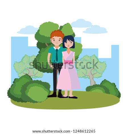 Young couple cartoon