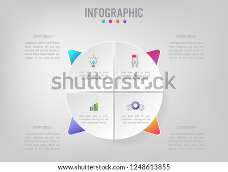 Business infographic template with 5 options circular shape

