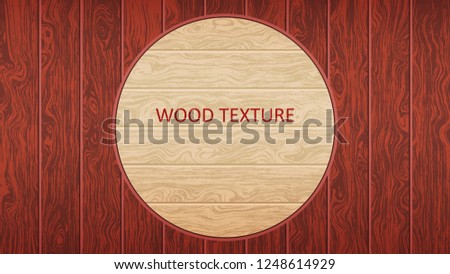 Brown wooden board. Woody oak texture. The form of parquet, laminate flooring, furniture. Grunge colored wood background. Vector illustration. Template for design decoration.