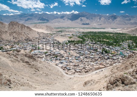 The remote town of Leh in Ladakh, Jammu and Kashmir, Indian Himalaya.