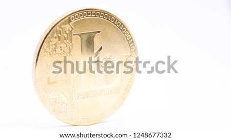 in the white background and copy space the coin of litecoin like concept of  future and investment
