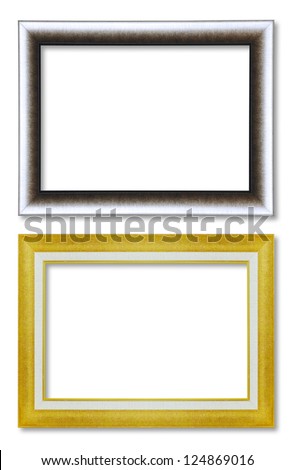gold and silver  picture frame on white background