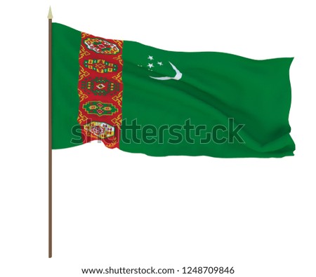National flag of Turkmenistan. Background for editors and designers. National holiday