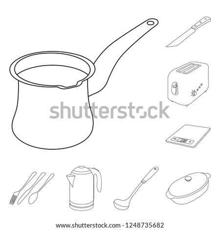 Vector illustration of kitchen and cook logo. Set of kitchen and appliance vector icon for stock.