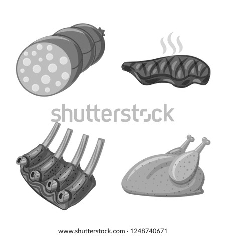Vector illustration of meat and ham icon. Collection of meat and cooking vector icon for stock.