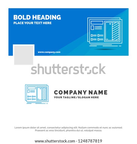 Blue Business Logo Template for Blueprint, design, drawing, plan, prototype. Facebook Timeline Banner Design. vector web banner background illustration